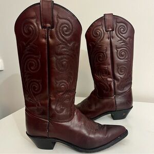 Vintage Tony Lama Red Leather Boots Size 8